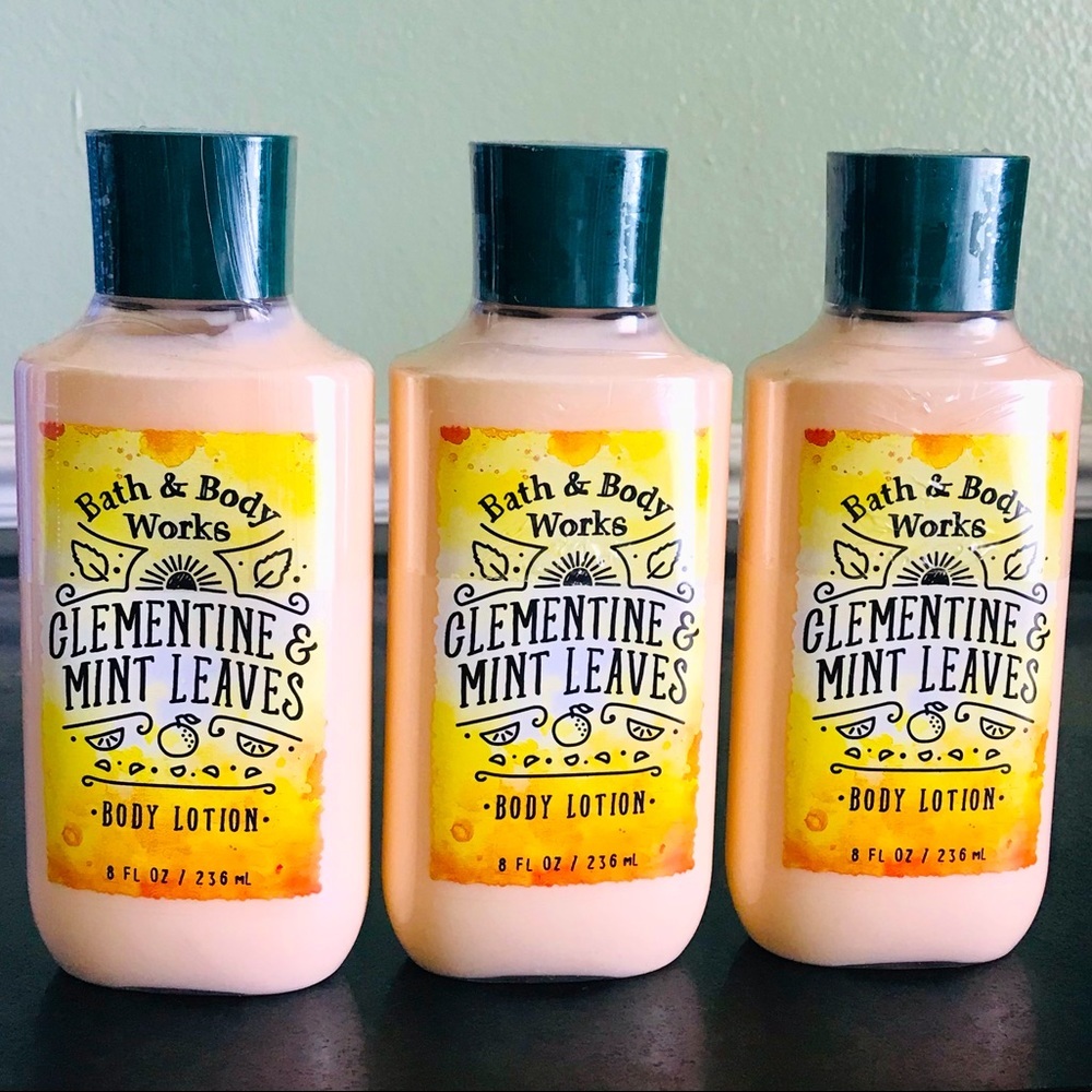 BATH & BODY WORKS CLEMNTINE & MINT LEAF BODY LOTION W/ SHEA BUTTER 8 OZ X3 NEW.